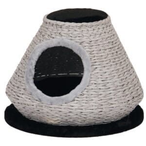 kattenhuis geweven zwart/wit 50 cm