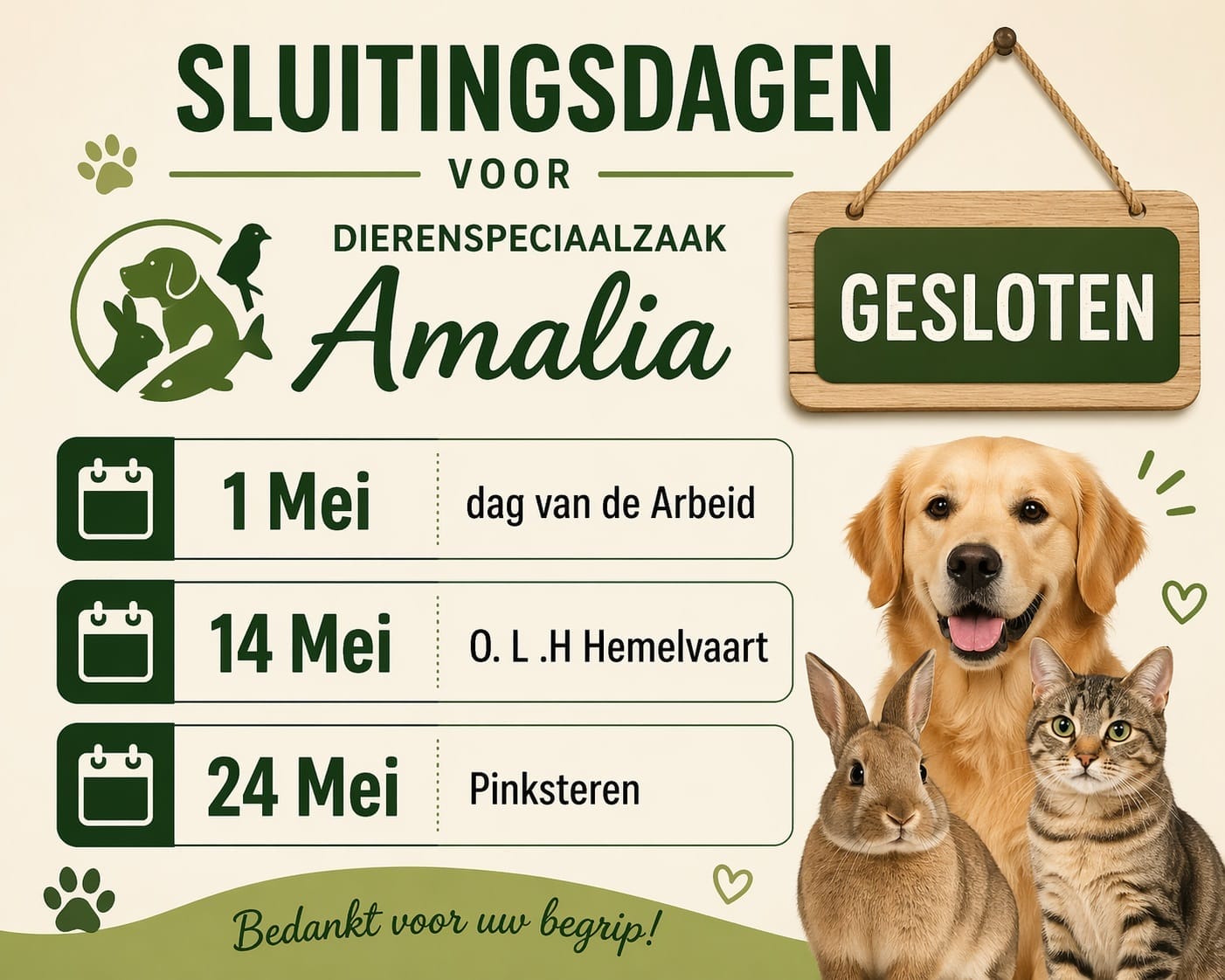 sluitingsdagen Mei 2026
